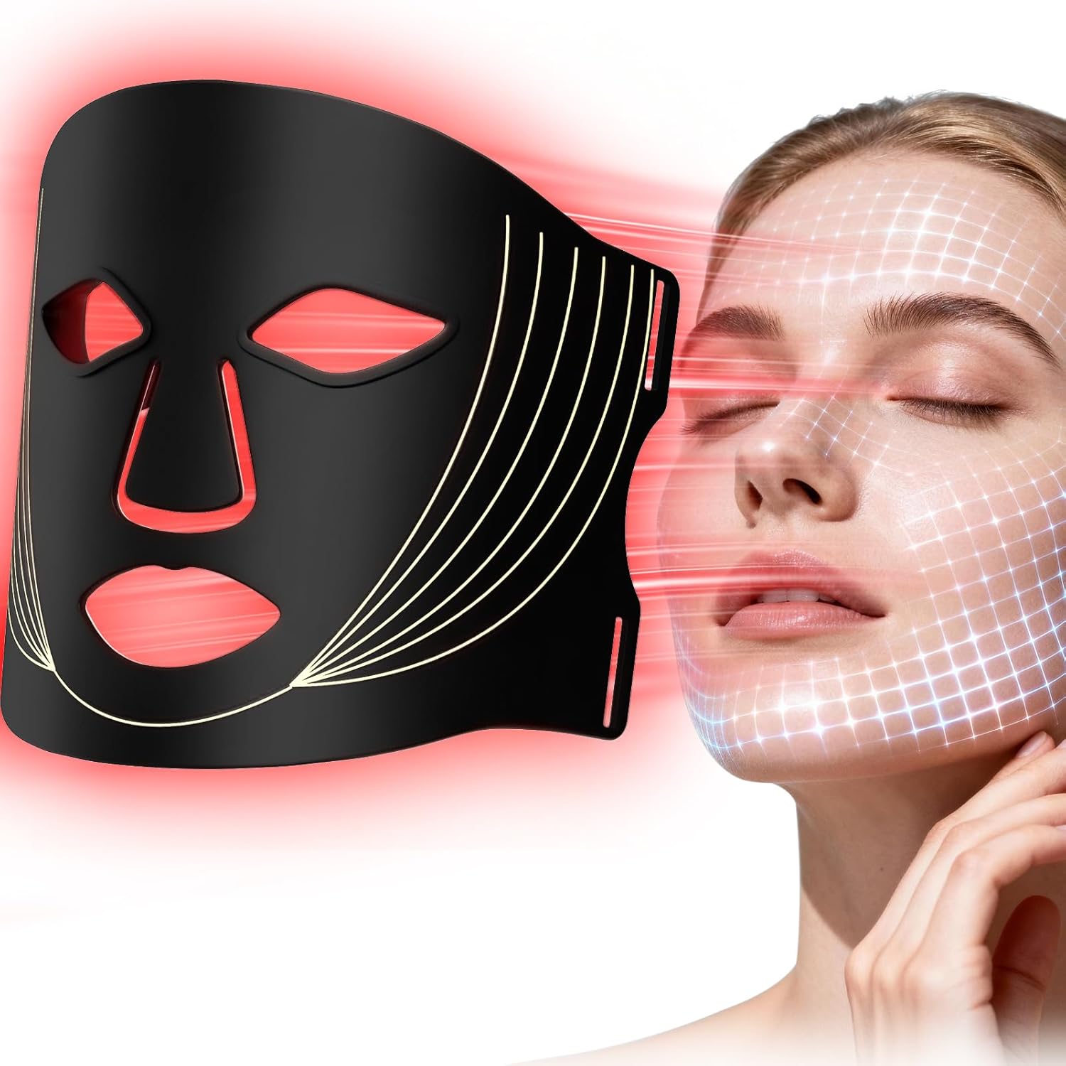 Red Light Therapy Mask for Face - 210 LED 7 Color Light Therapy Face Mask, Wireless Rechargeable Photon Skin Care Device, Anti Aging Wrinkles Acne Treatment, Home Spa Beauty Facial Mask