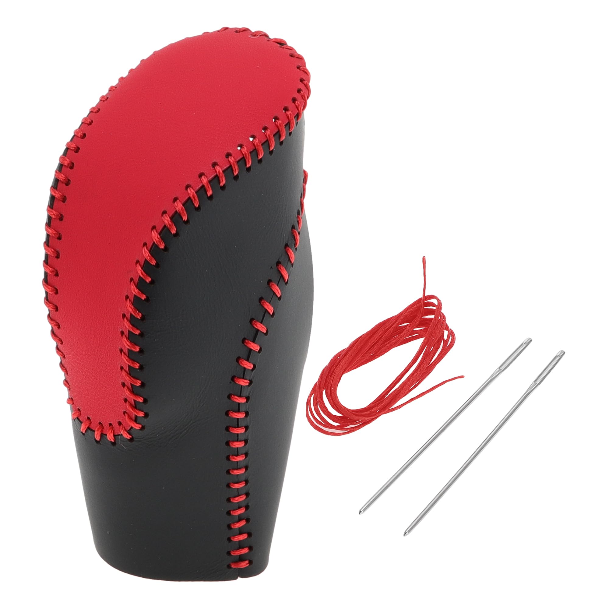 Motoforti Anti-Slip Gear Shift Knob Cover Car Stick Shifting Handle Protector for Subaru Forester 2018-2023 Black Red Faux Leather