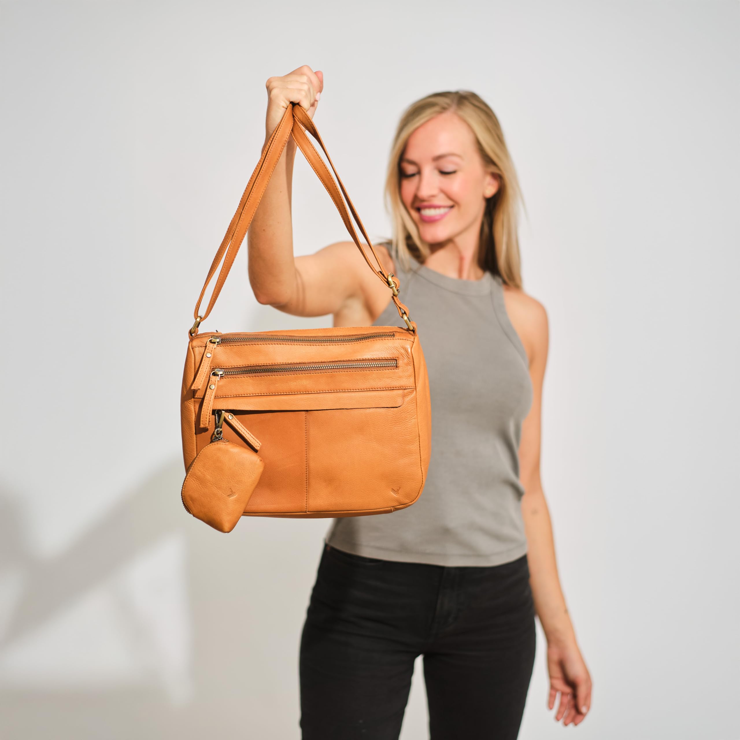 Borsa Donna Tracolla Pelle - Borsa Tracolla Donna Piccola Multiple Scomparti - Firmata alla Moda Cerniere multiple - Borsetta a Spalla di Qualità – Borse Nera - Portamonete Regalo.