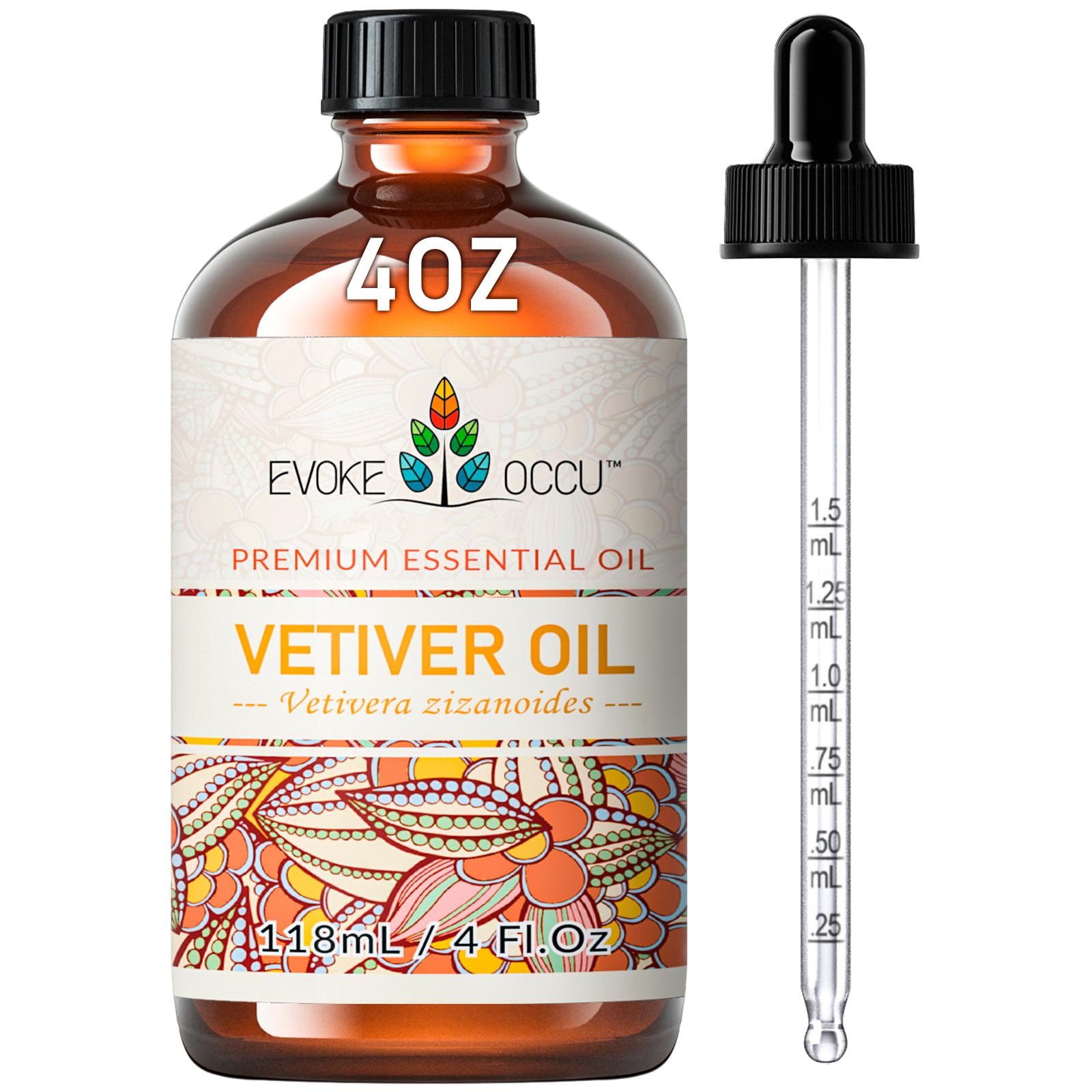 EVOKE OCCU Vetiver Essential Oil for Skin, Diffuser, Aromatherapy
