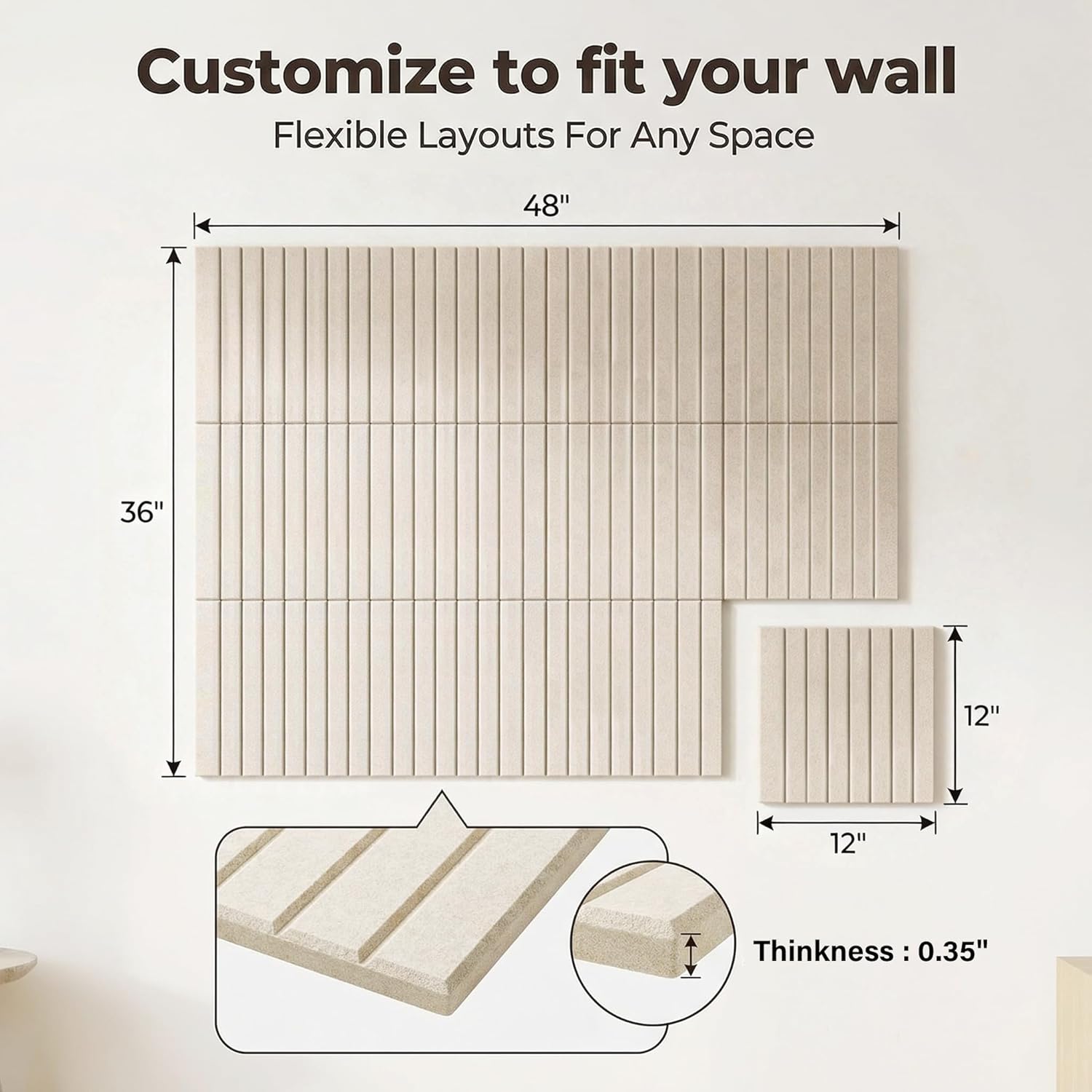 AHEONLAR Felt Bulletin Board 48" x 36", Cork Boards for Walls, 12 Pack Bulletin Board Large Cork Board for Office, Felt Boards with 70 Safe Removable Adhesive Tabs, Pin Board for Home(Light Beige)