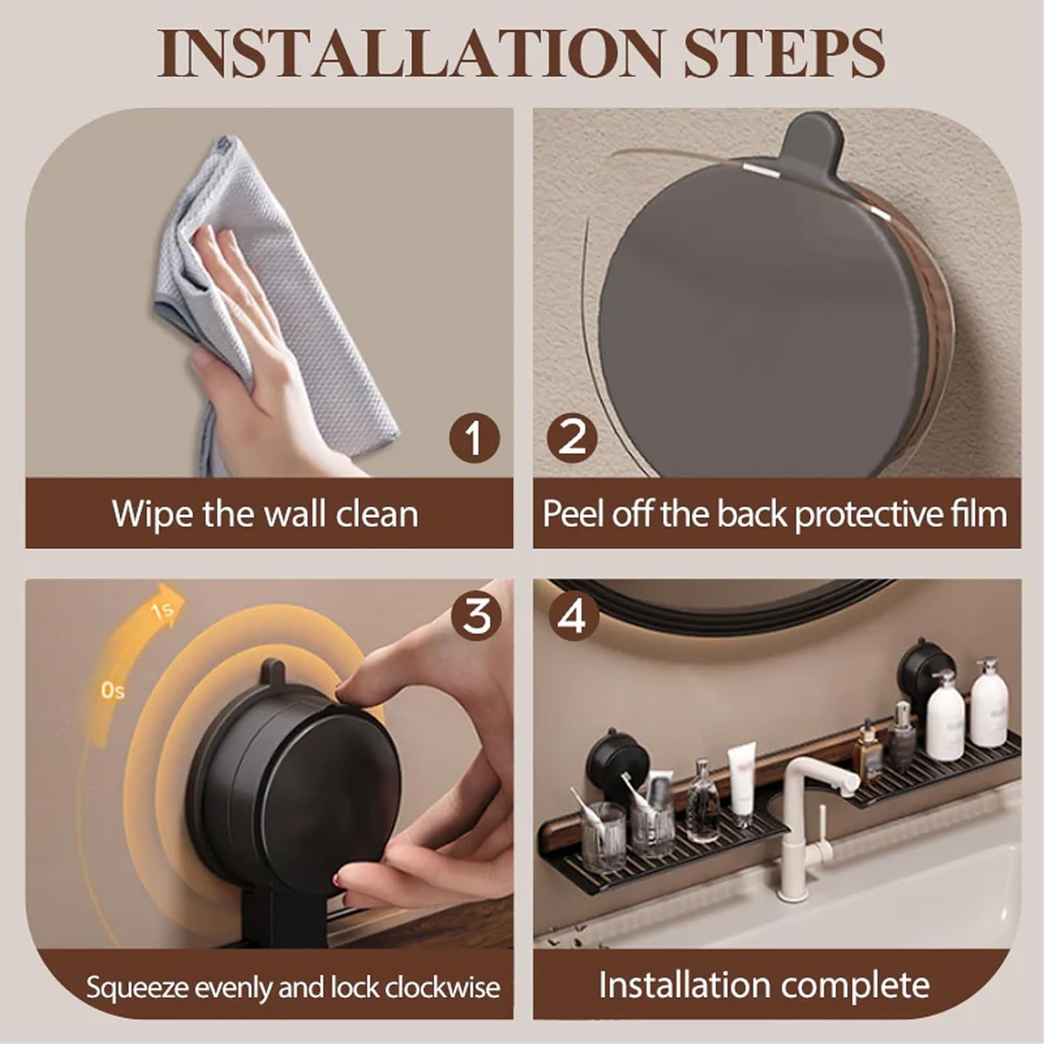 Soporte de pared extraíble e impermeable para grifo de cocina y baño, 50 cm, color negro