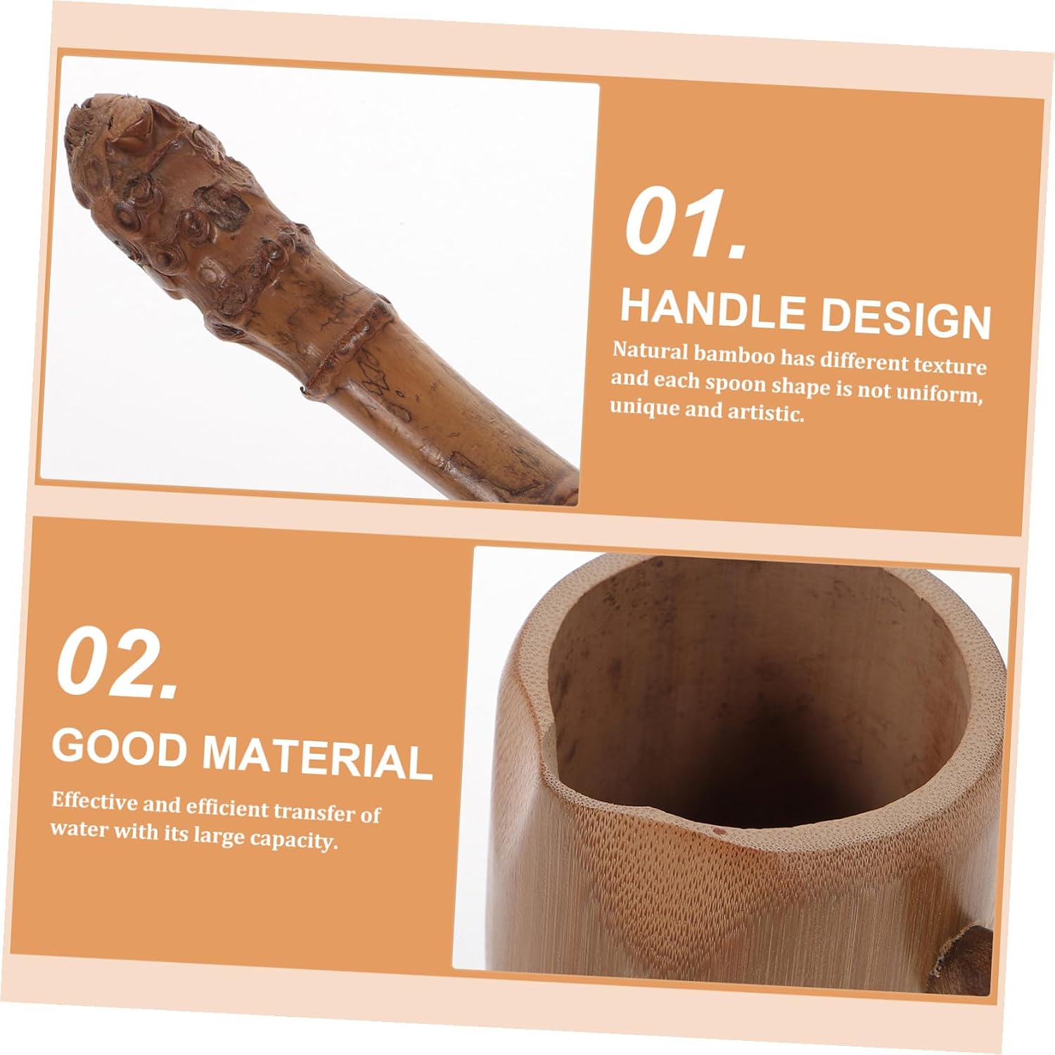 Long Handled Bamboo Water Ladle Scoop for Sauna and Restaurant Use