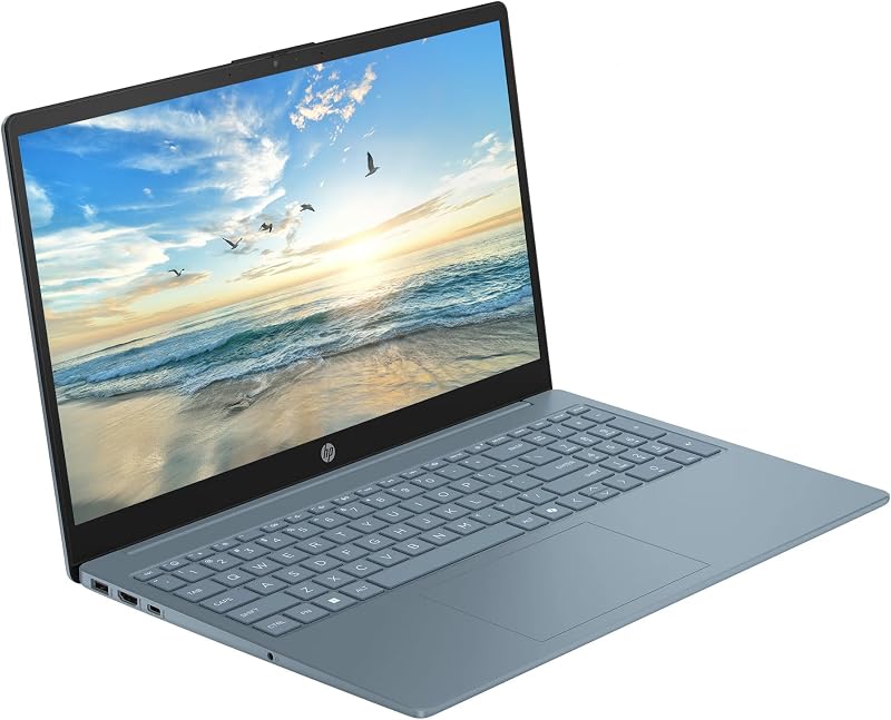 HP 15.6" Business Laptop with 1-Year Microsoft Office 365 with Copliot AI, 16GB RAM 128GB SSD, Quad-Cores Intel Processor, Windows 11, PLUSERA Earphones & 8-in-1 Hub Included, Moonlight Blue image 3