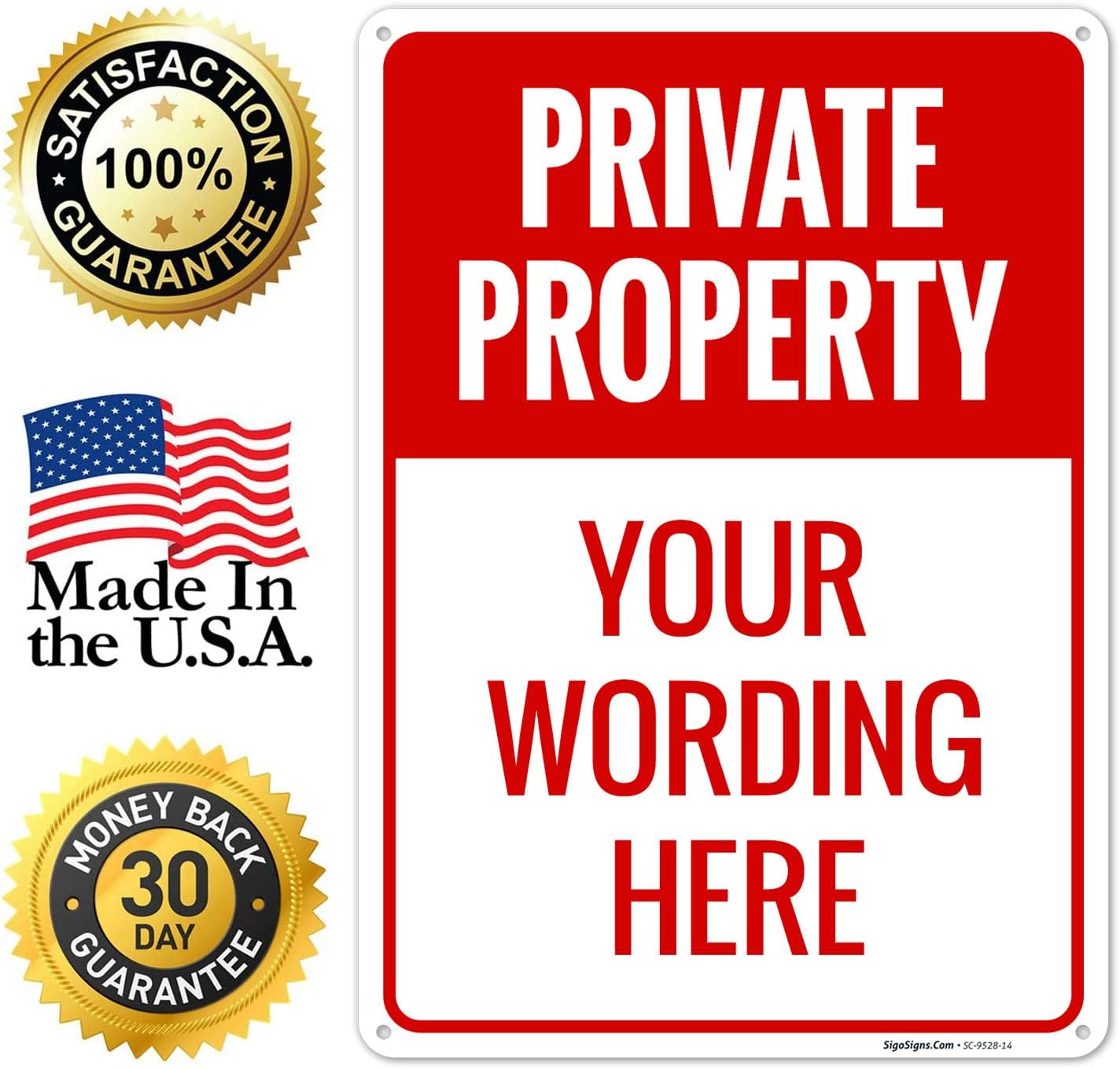 Custom Private Property Sign, Personalize for Business, Home, Workplace, Airbnb, Driveway Indoor/Outdoor Use Signs, 10x14 Inches, Rust Free .040 Aluminum, Fade Resistant, Made in USA