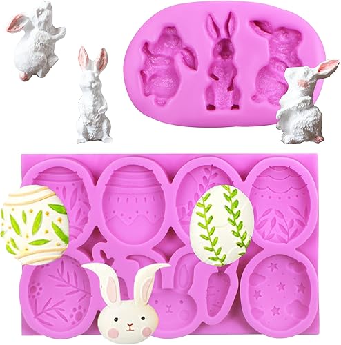 Miniatura 10 de Molde de silicona de conejo de Pascua molde de silicona para huevos de conejo para hornear tema de Pascua pastel de mousse pudín gelatina postre