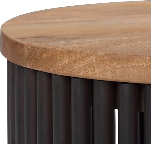 Miniatura 37 de SIMPLIHOME Demy - Mesa auxiliar redonda de metal sólido de 18 pulgadas de ancho con parte superior de mármol genuino blanco y base de metal negro,