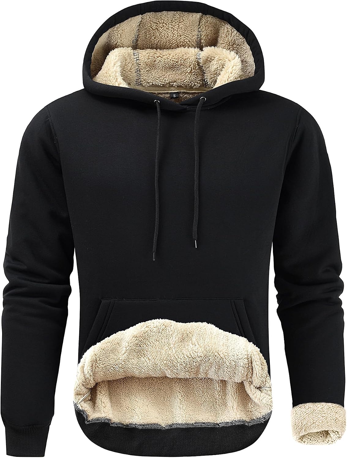 Gesean Men's Cotton Fleece Pullover Hoodie Sherpa Warm Hooded Sweatshirt