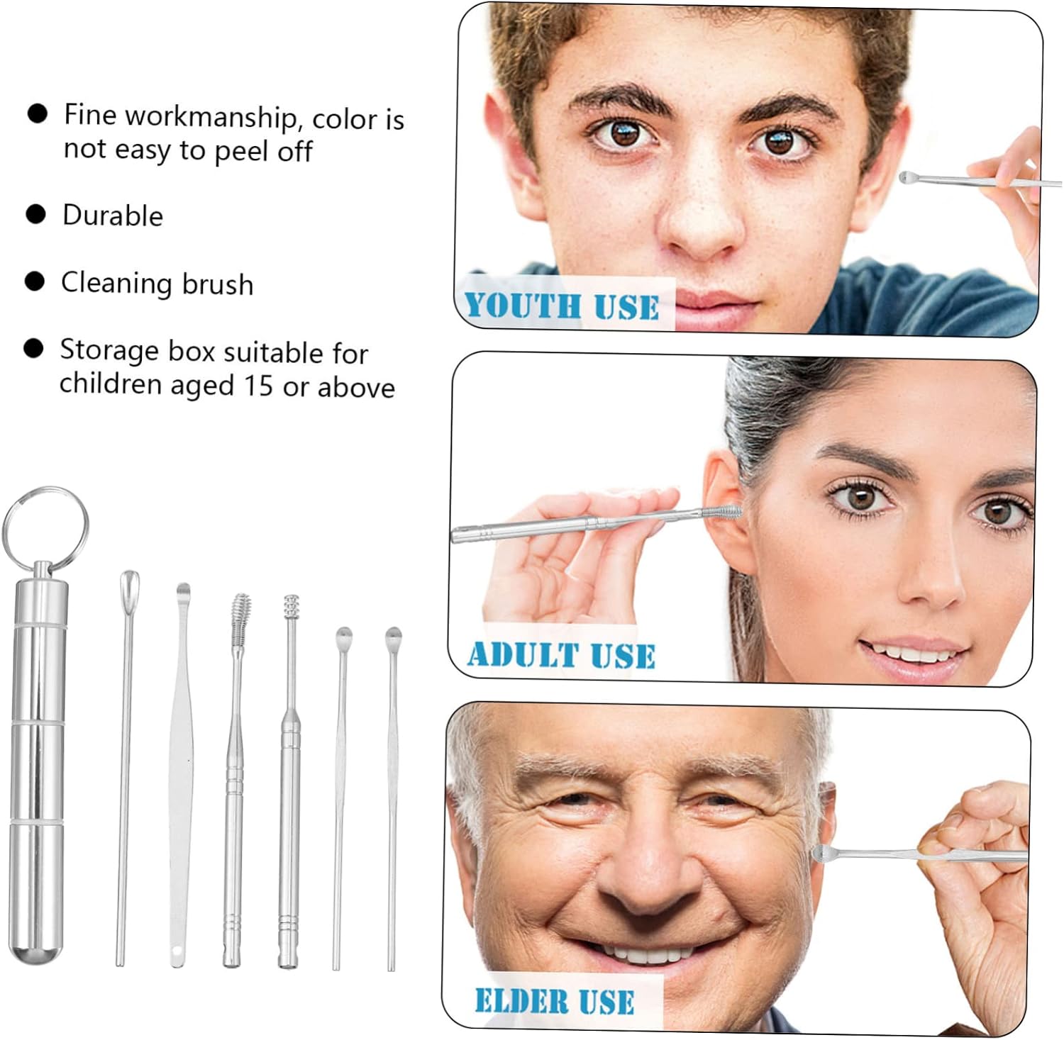 Didiseaon Earwax Removal Tool Set Ergonomic Ear Cleaning Spoons for Adults Durable Easy to Clean Practical Earwax Cleaning Kit