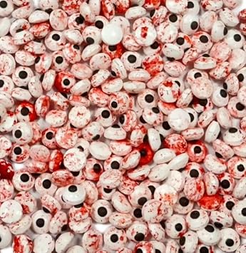 Gevog 1 Bottle Edible Bloody Candy Eyeballs Sprinkles for Halloween Christmas Cookie and Ice Cream Topper Decorations Halloween Sprinkles 7mm 78g/2.75oz