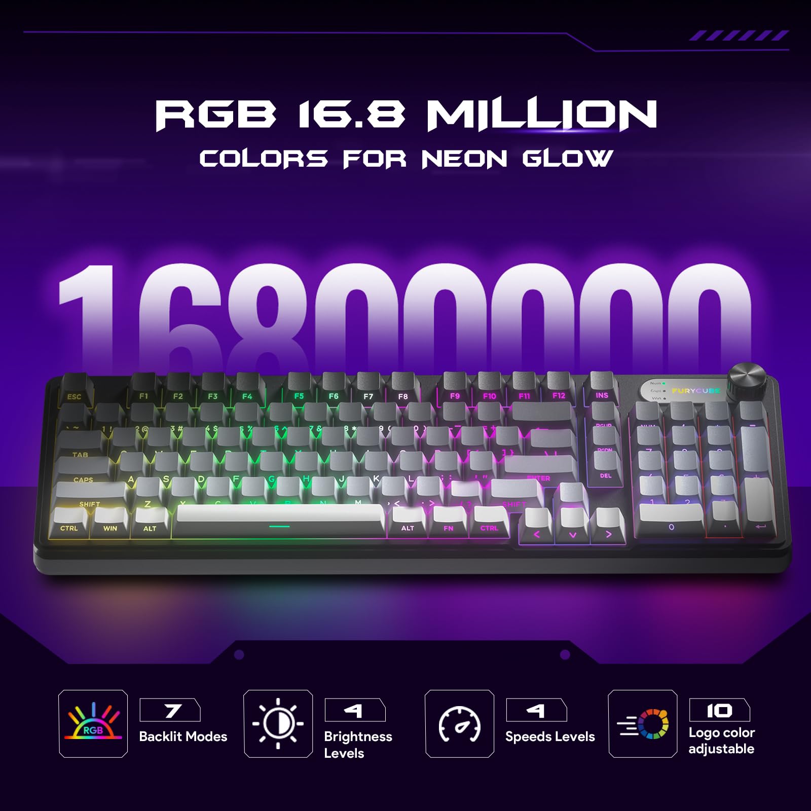 FURYCUBE Gaming Keyboard IP98-Gradient Gray : Amazon.ca: Electronics