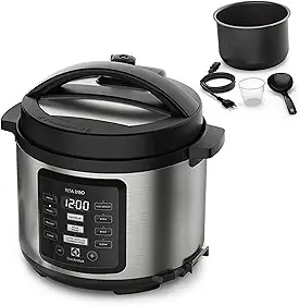 Panela pressão elétrica Electrolux digital capacidade 5L silenciosa segura 10 travas segurança 9 receitas pré-programadas PCC15 inox preto 127v por Rita Lobo