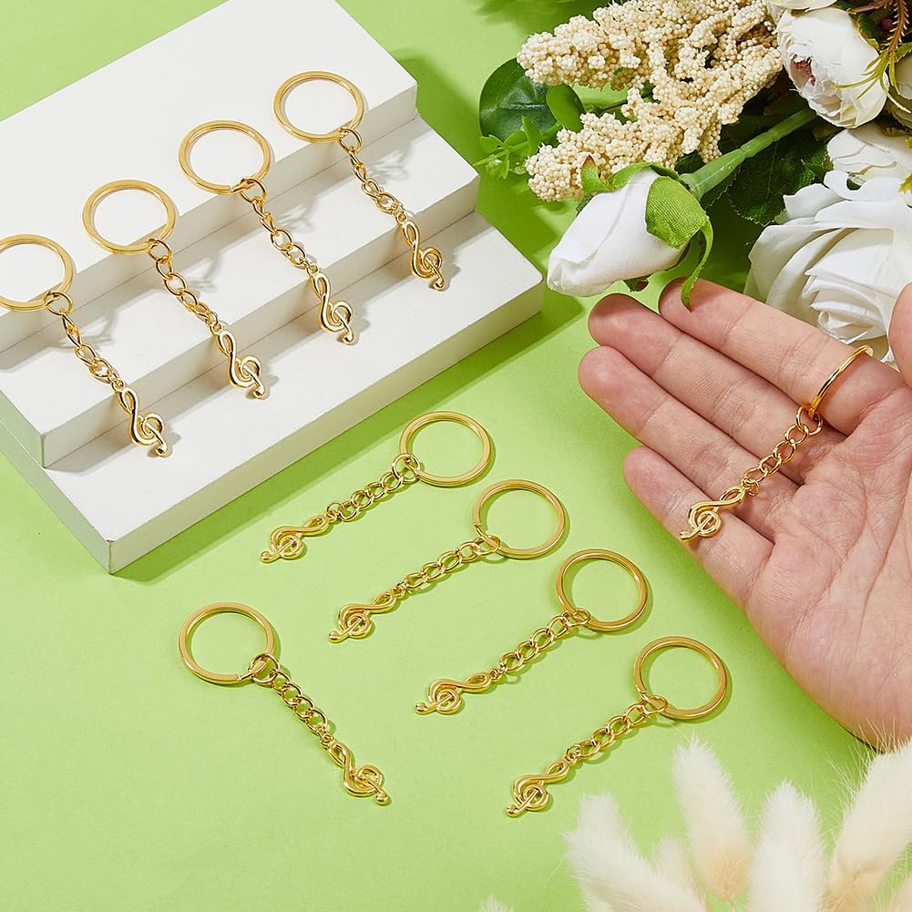 SUPERFINDINGS 34Pcs Alloy Musical Note Keychains Metal Key Chain with Iron Findings Golden Small Music Charm Keyring for Music Teacher Student Graduation Gifts image 3