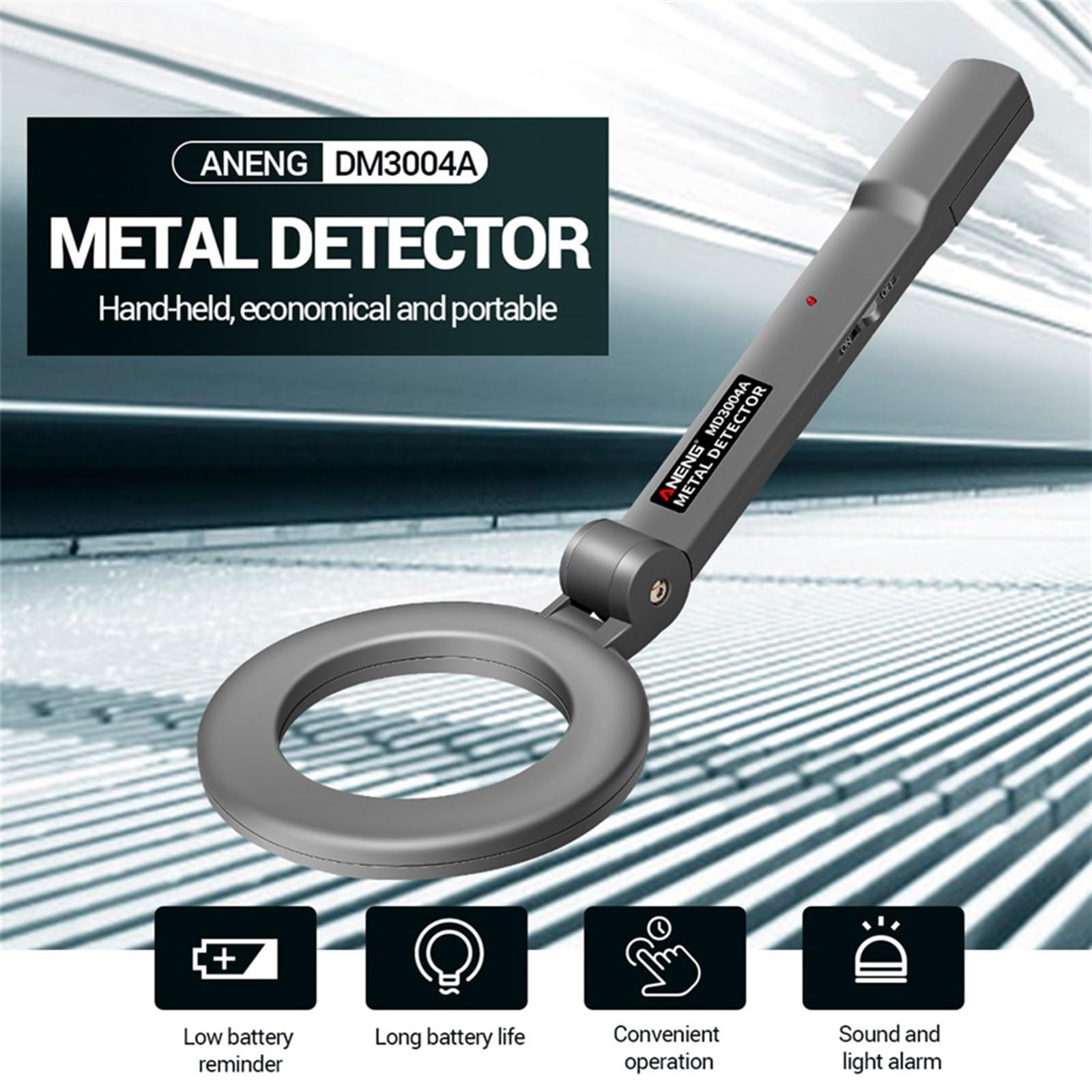 Metal Detector Palmare Localizzatore Portatile Regolabile Pinpointer Allarme Strumento Super Scanner Di Sicurezza Rilevamento Preciso(5PCS)