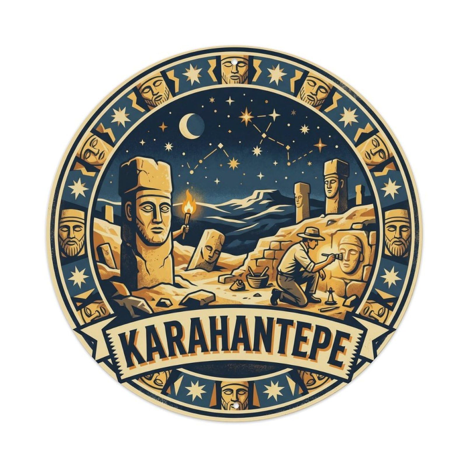 Karahantepe Neolithic Anatolian Landmark Metal Tin Sign