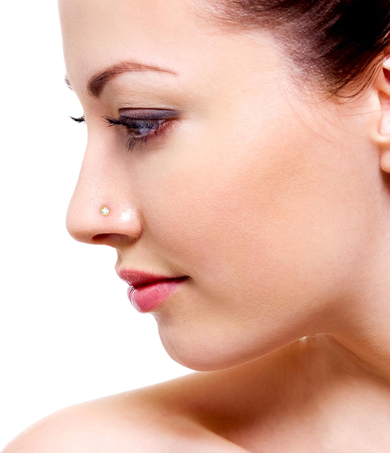 1.5mm-3mm Lab-Grown Diamond Nose Pin & Stud in 14K Gold, 20 Gauge, Color G-H, Clarity VS-SI