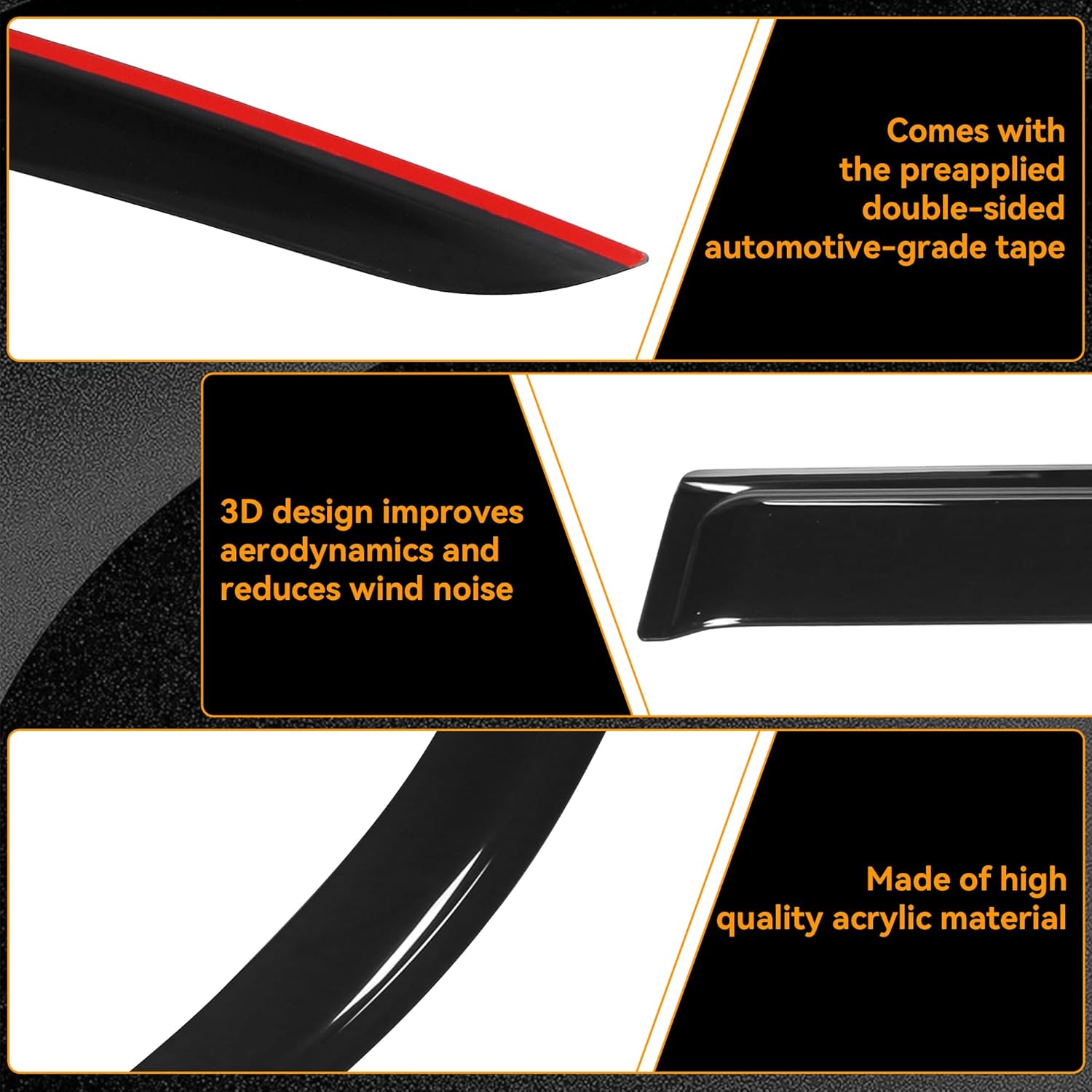 Rain Guards Fit for Toyota 4Runner 2025 2026, Low Profile Window Visors Deflectors fit for 4Runner Accessory 2025 2026,Tape-on Outside Mount Rain Guards Side Window Deflectors (4 Pcs)