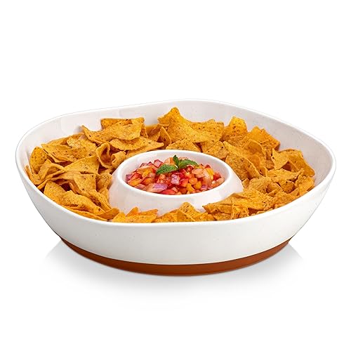 MALACASA Ceramic Chips and Dip Serving Tray, 12 Inch Large