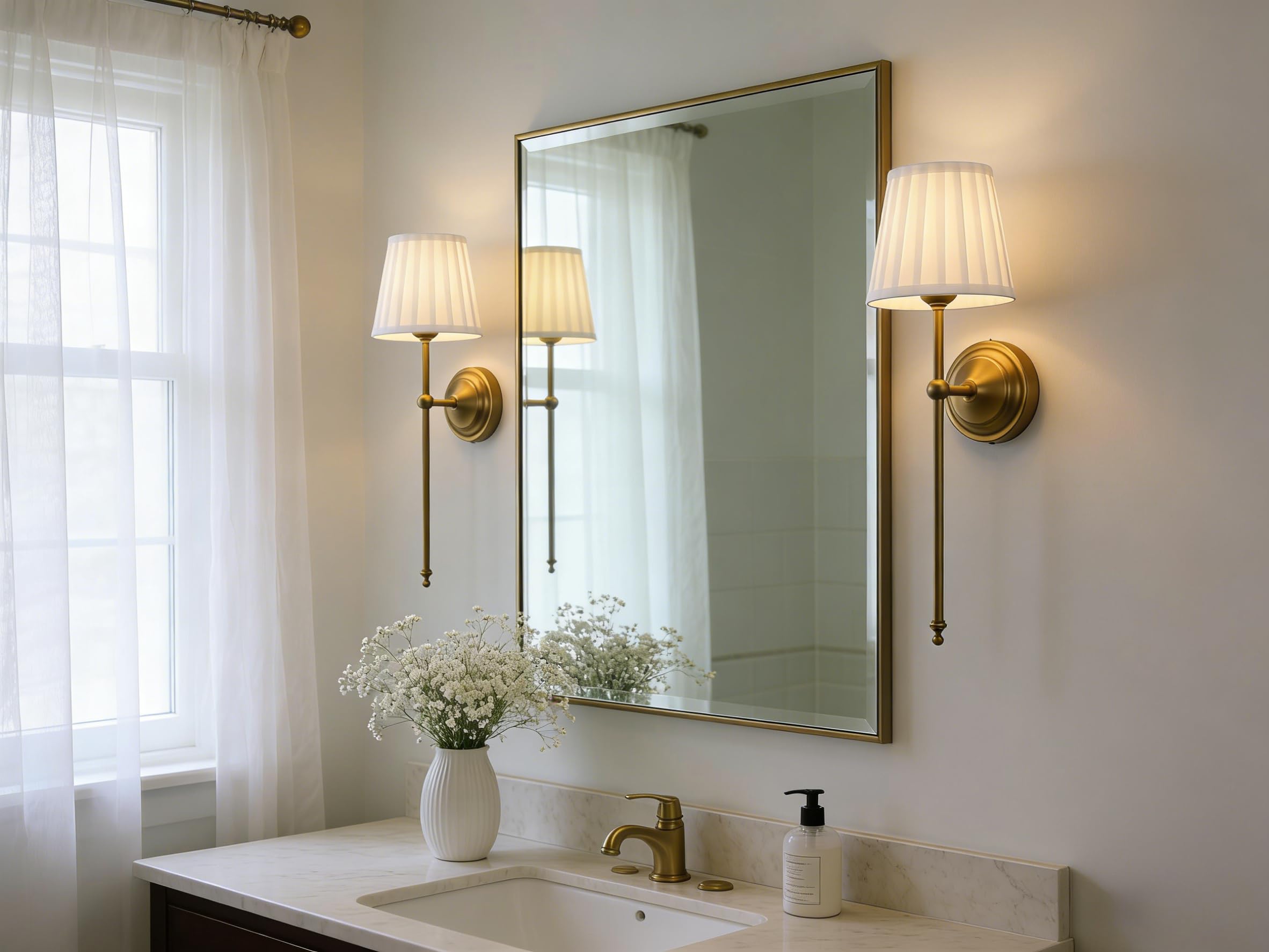 Wall Sconce Lighting Pleated White Fabric Boho Decor Industrial Vintage Bedside Nightstand Light Wall Mounted Lamp Fixture for — view 7