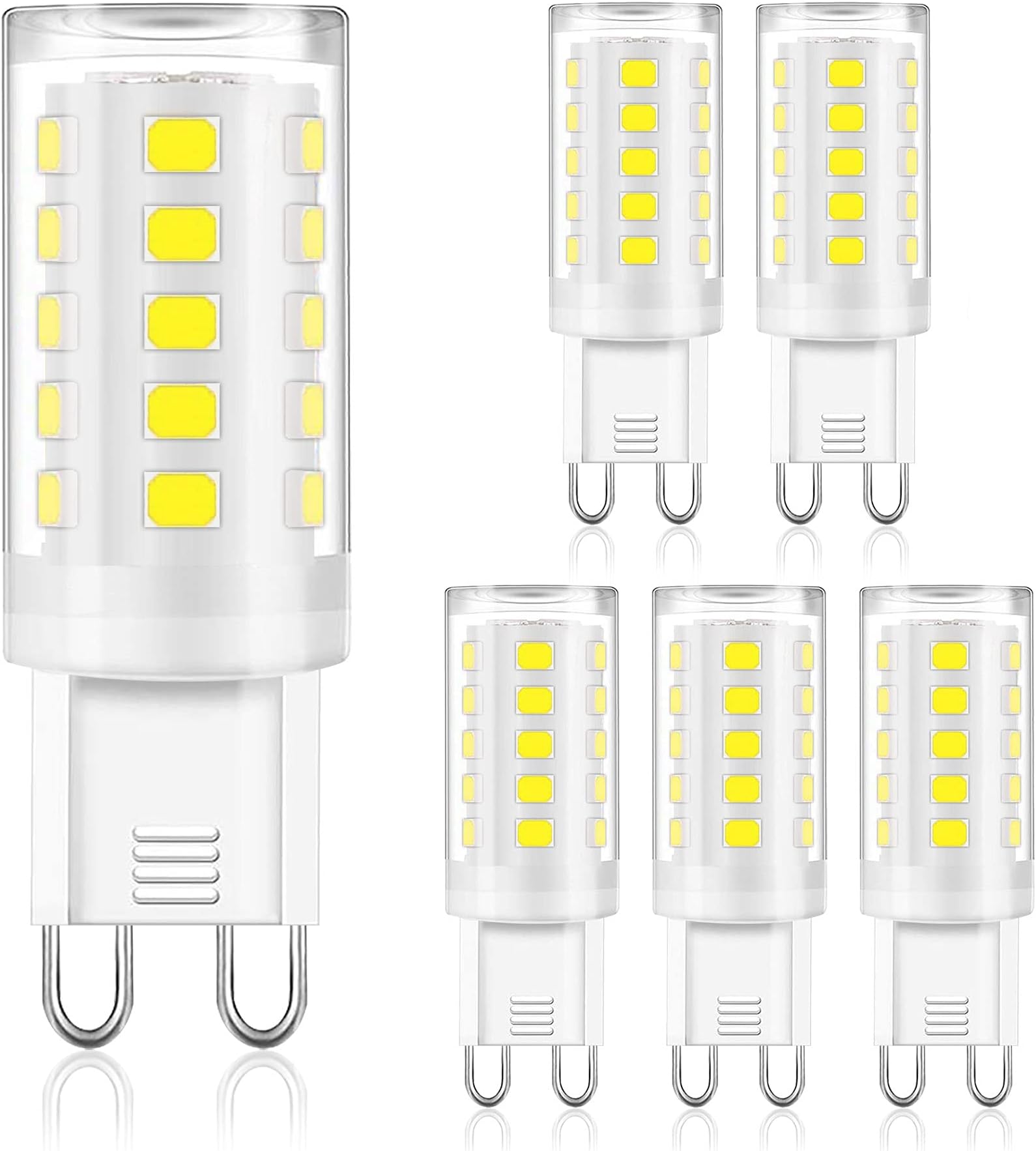 winshine G9 LED Light Bulb Bi Pin Base, 6000K Daylight G9 Base Bulbs for Chandeliers, 4W (40W Halogen Equivalent), 360° Beam Angle, 400LM, Non-dimmable for Home Lighting, 6 Pack