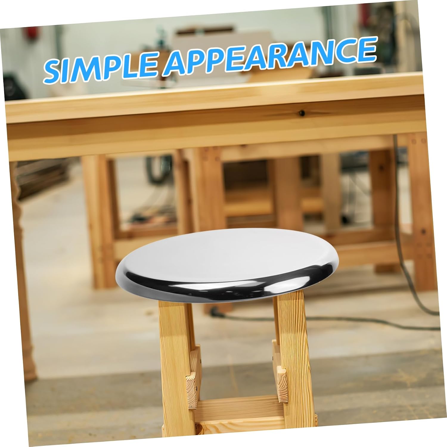 GARVALON Stainless Steel Round Stool Seat Replacement Canteen Chair Seating Part Thick Mirror Finish for Home Dining and Kitchen Decor