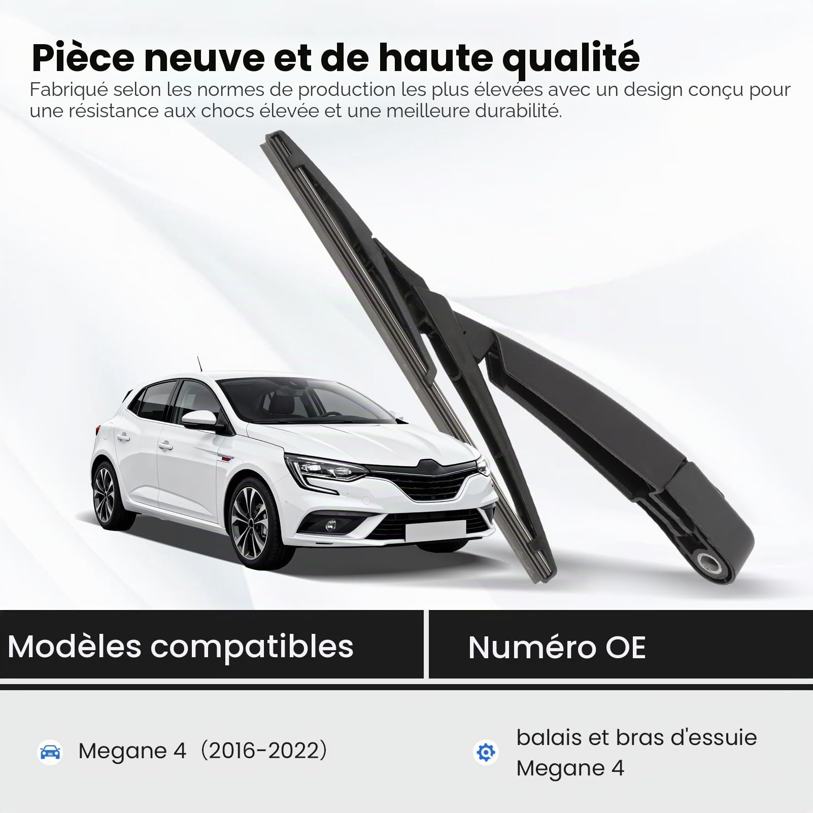 Balais Essuie-Glace arrière et Balai d'essuie-Glace pour Megane 4 MK4 2018-2022 Kit Bras essuie-Glace arrière