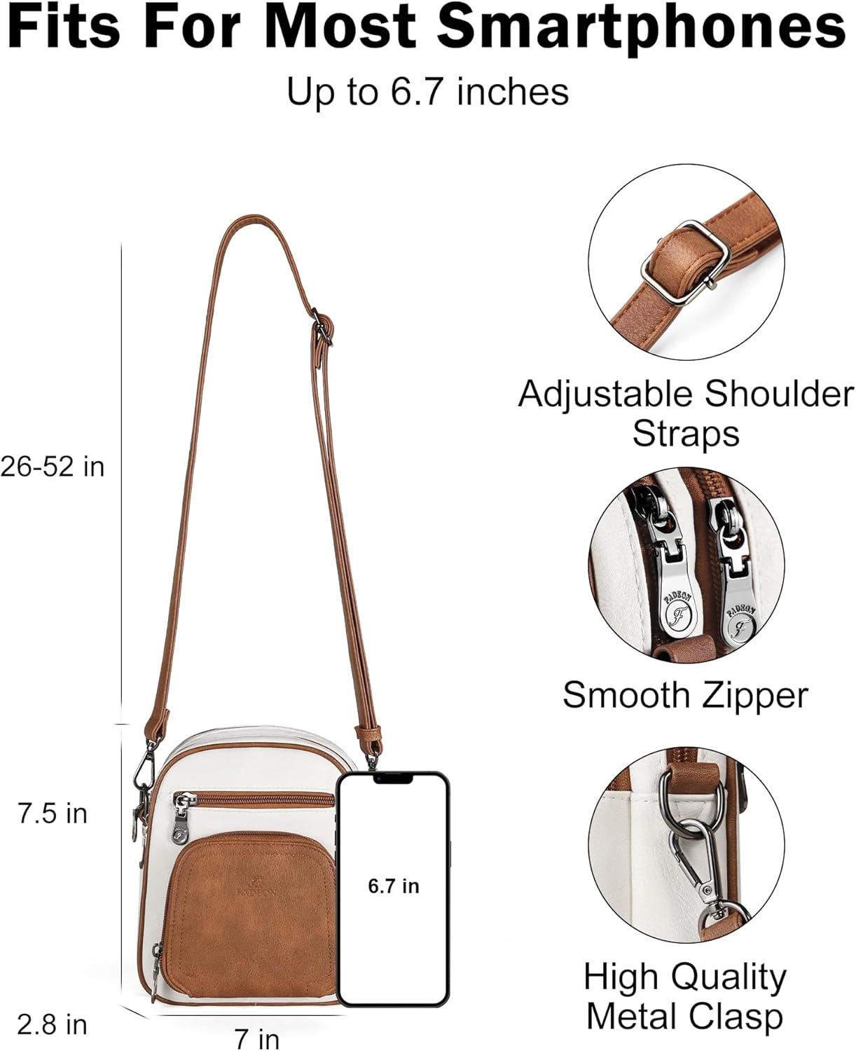 FADEON Small Purses for Women Crossbody Bags, Designer PU Leather Mini Cross Body Purse Travel Shoulder Bag Card Slots - Image 3