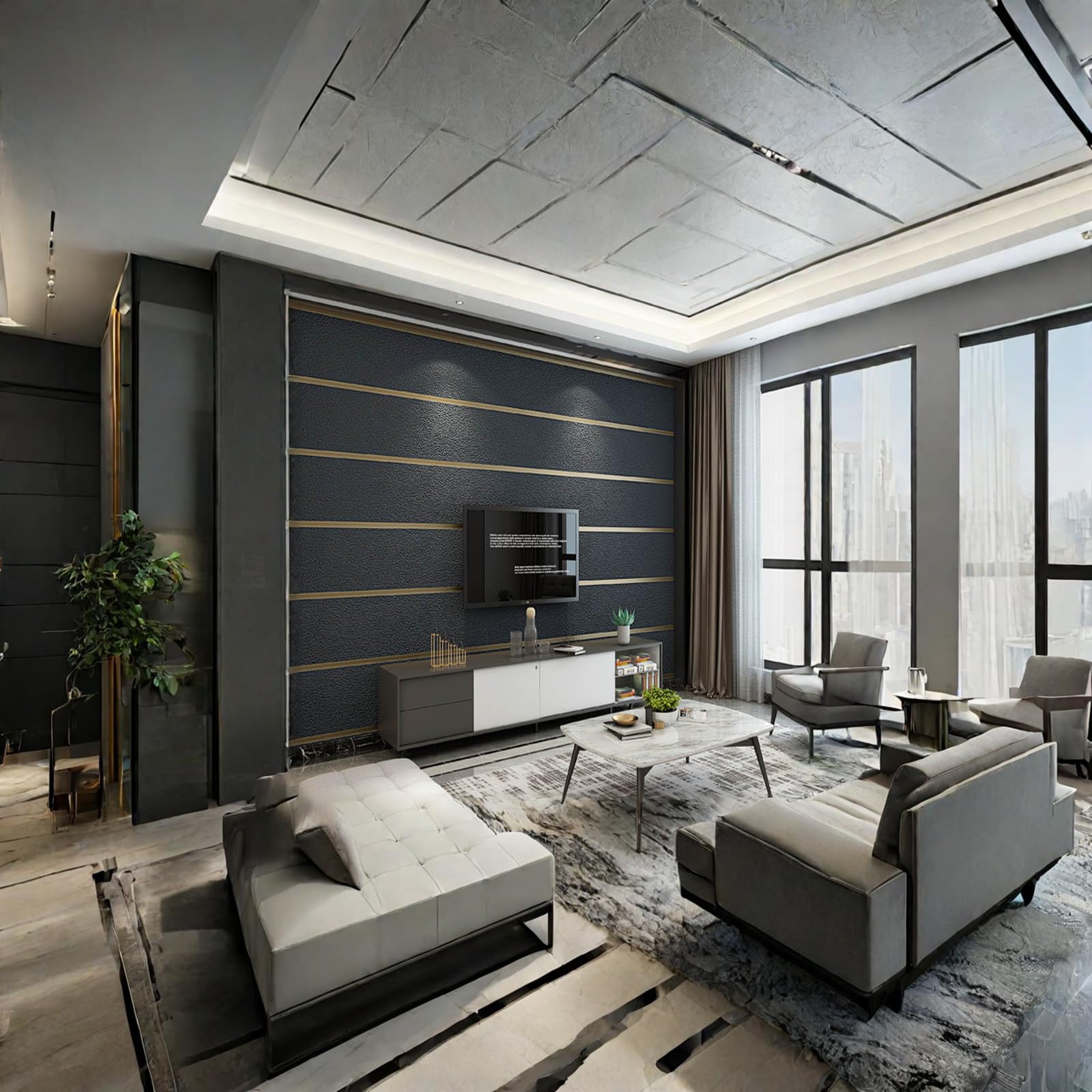 Ulepszona aksamitna wysokiej klasy nowoczesna minimalistyczna tapeta 3D gładka włóknina salon sypialnia tło telewizora tapeta 50 cm x 900 cm, nieodklejająca się i przyklejana tapeta