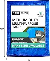 Vista 10 de Lona impermeable de 8 x 10 pies, reversible de servicio medio, azul/plateado, multiusos para interiores y exteriores, carpas, cubierta de madera