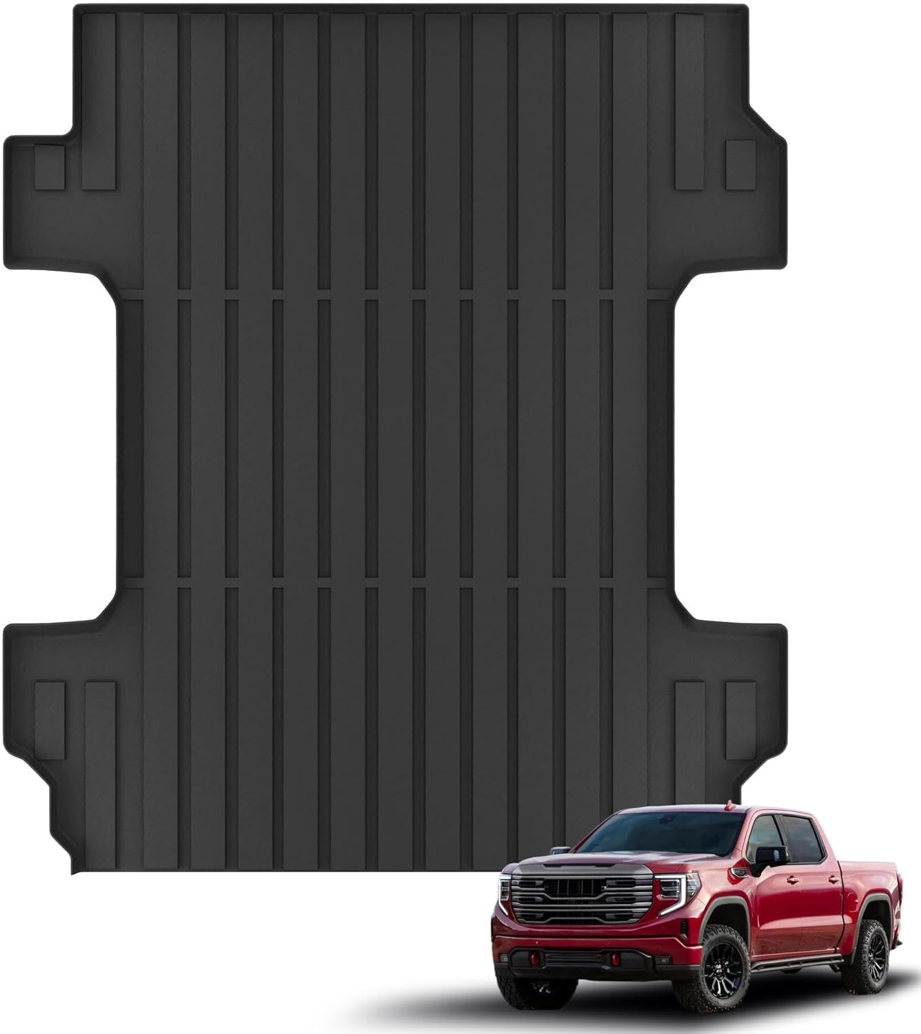 KARPAL Truck Bed Mat for 2019-2026 Chevy Silverado 1500 & GMC Sierra 1500 6.6FT Standard Bed (Not Fit 5.8FT/6.8FT Bed), TPE All Weather Truck Bed Liner Cargo Trunk Accessories Pickup Liner