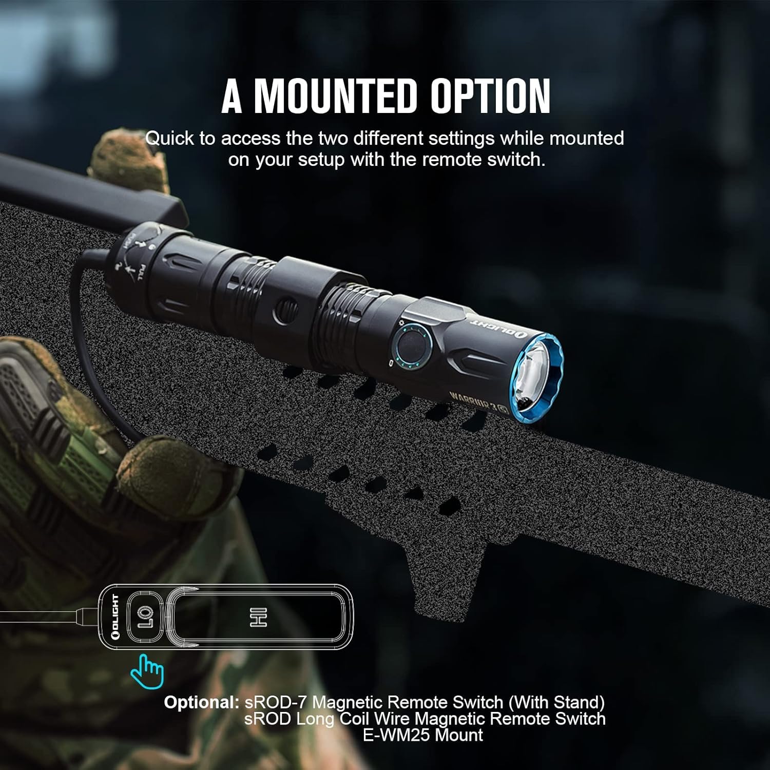 OLIGHT Warrior 3S 2300 Lumens Rechargeable Tactical Flashlight, Compact Dual-Switches LED Bright Light with Proximity Sensor, Powered by Customized Battery for Emergency and Searching (Black) - Image 4