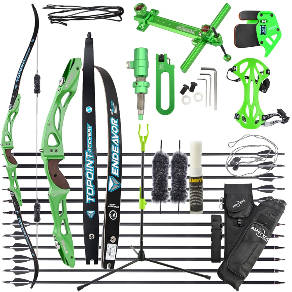 wolfman 18-44 Lbs Recurve Bow Set Adult ILF Bow Riser CNC Machined Aluminum Alloy Archery Competition Bow Arrow Set Huntingbow Right Handed for Training Shooting Compete