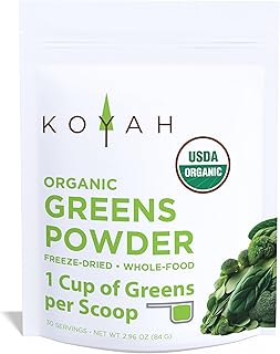 KOYAH - Organic Greens Blend Powder (Equivalent to 30 Cups Fresh Greens): Freeze-Dried, Whole-Vegetable