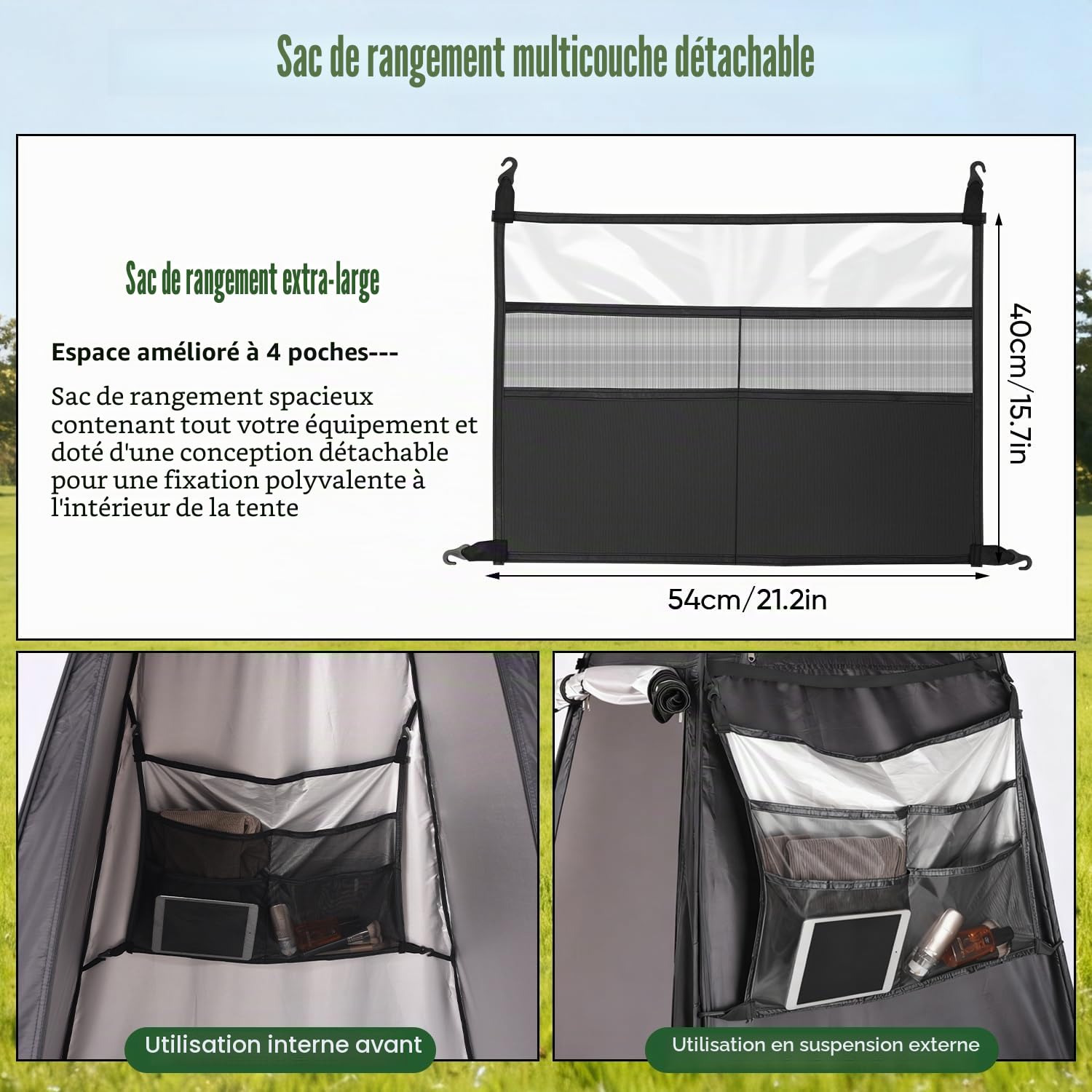 Tente de douche pop-up, avec sac de transport et accessoires, vestiaire mobile, intimité, toilettes d'extérieur, camping, randonnée, plage, pêche