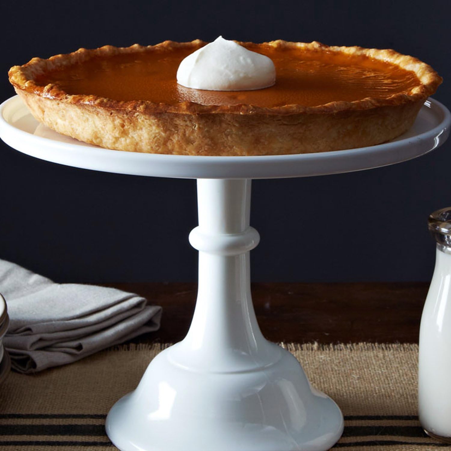 mosser glass 12" milk glass cake plate/stand