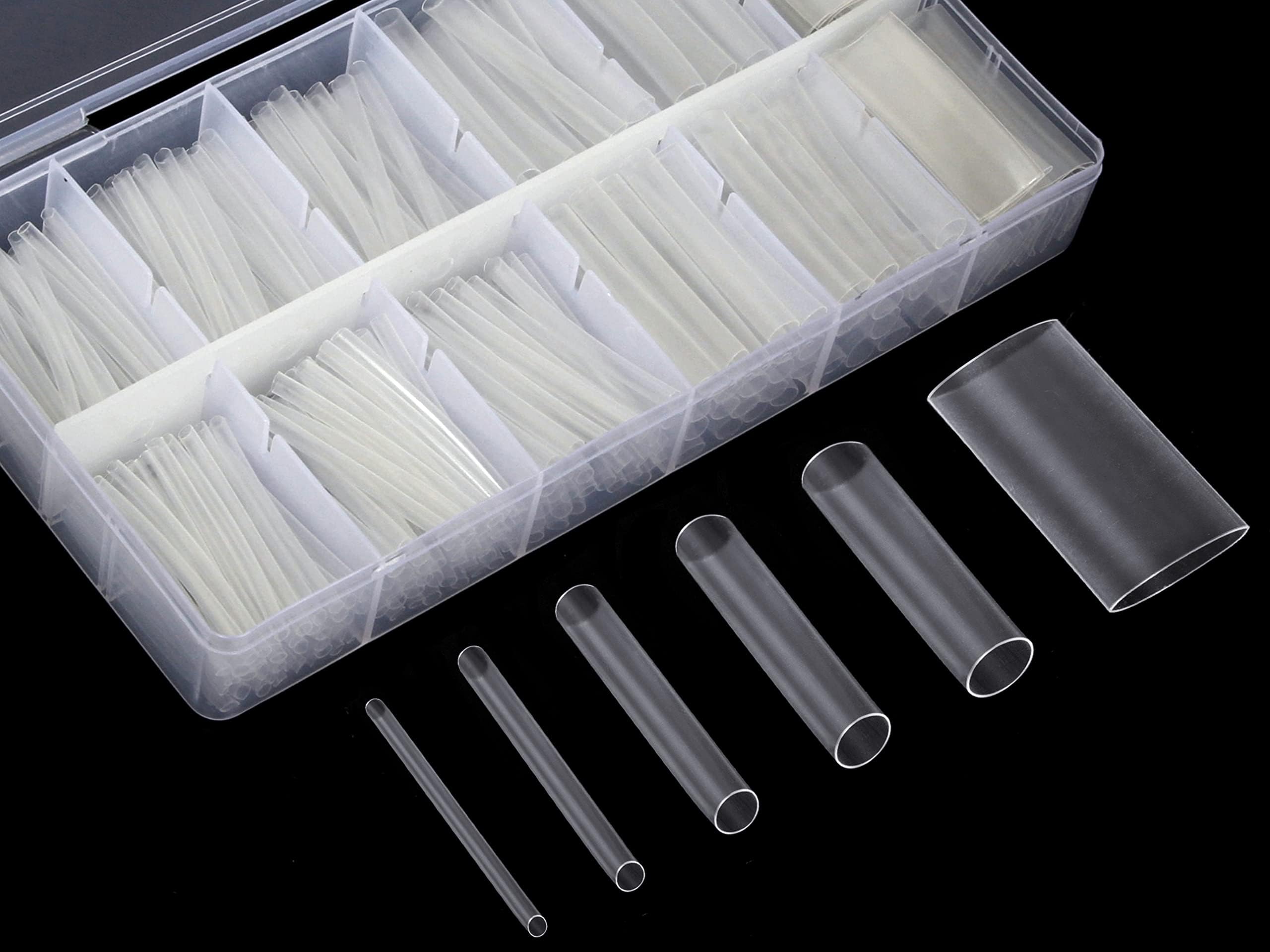 324 Pcs 6 Size φ1.5/2.5/3/5/6/10mm Clear Heat Shrink Tubing Cable Wrap Kit