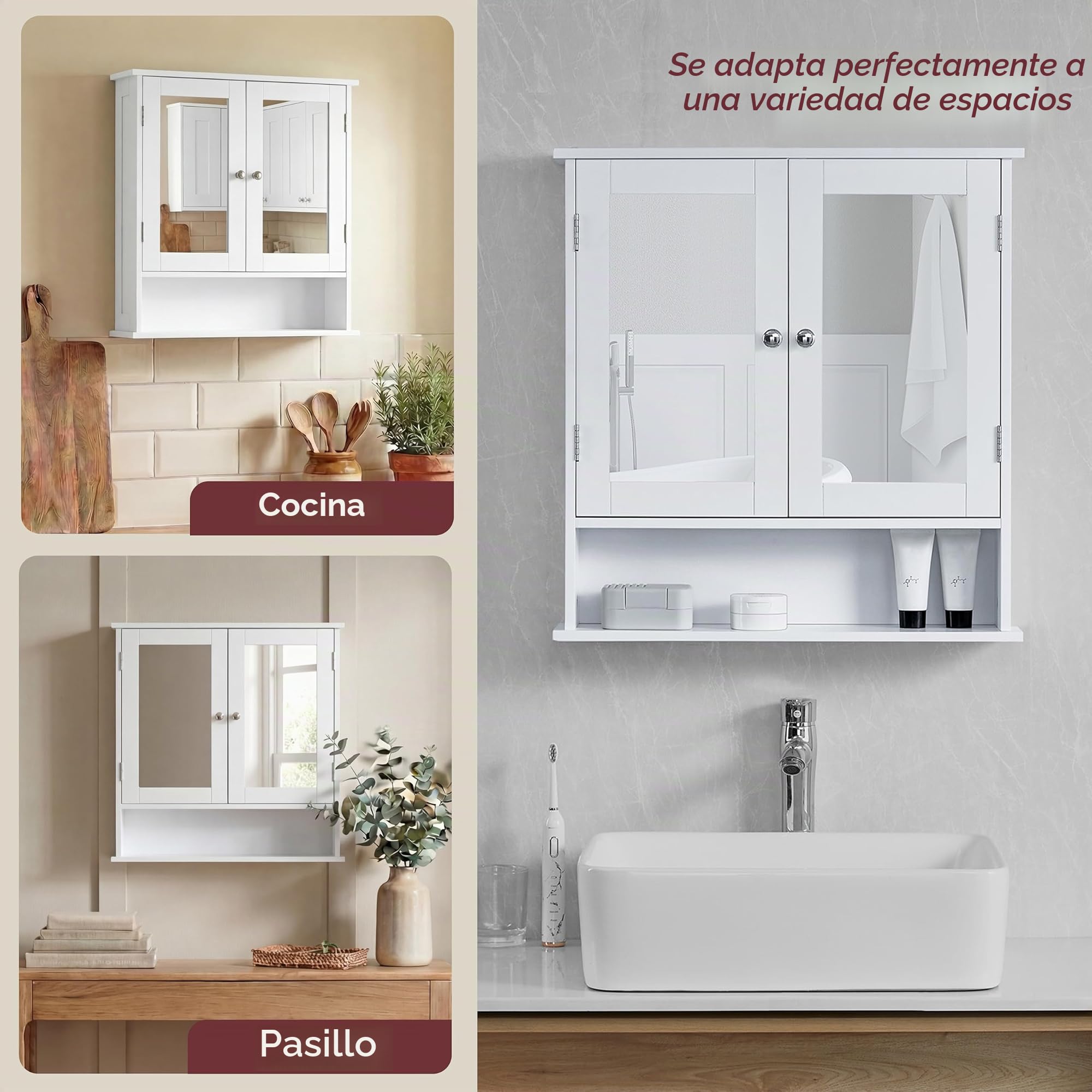 Mueble de baño Bath Vida, Doble Puerta, Madera, Color Blanco.