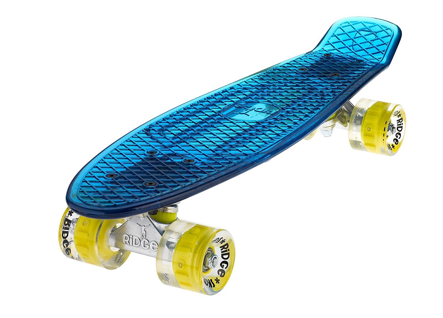 Ridge Blaze Mini Cruiser Skateboard Skate Transparent avec Roues Lumineuses LED: Planche a Roulettes complet