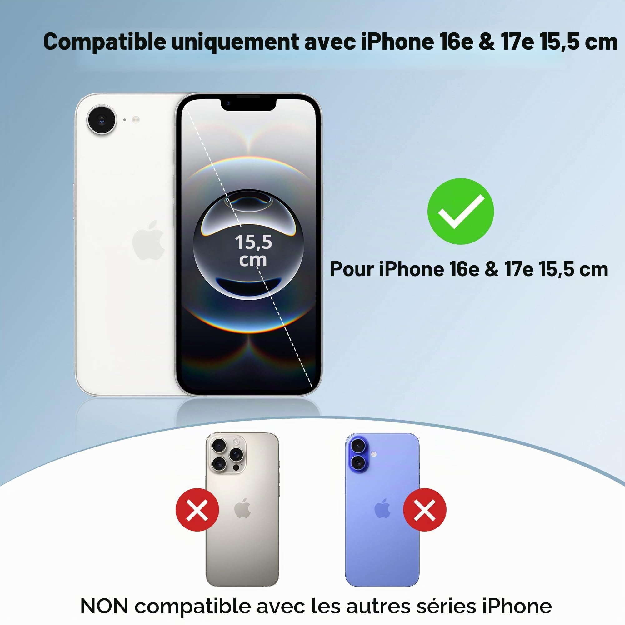 Mavulo Coque batterie pour iPhone 16e/17e, 9300 mAh, 20 W | Battery Case, Étui de téléphone portable avec batterie externe, étui de charge, 6,1"