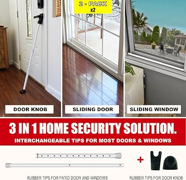 Securityman Set of 2 High Quality Iron 2 in 1 Adjustable Door Knobs (SECURITYBAR2)