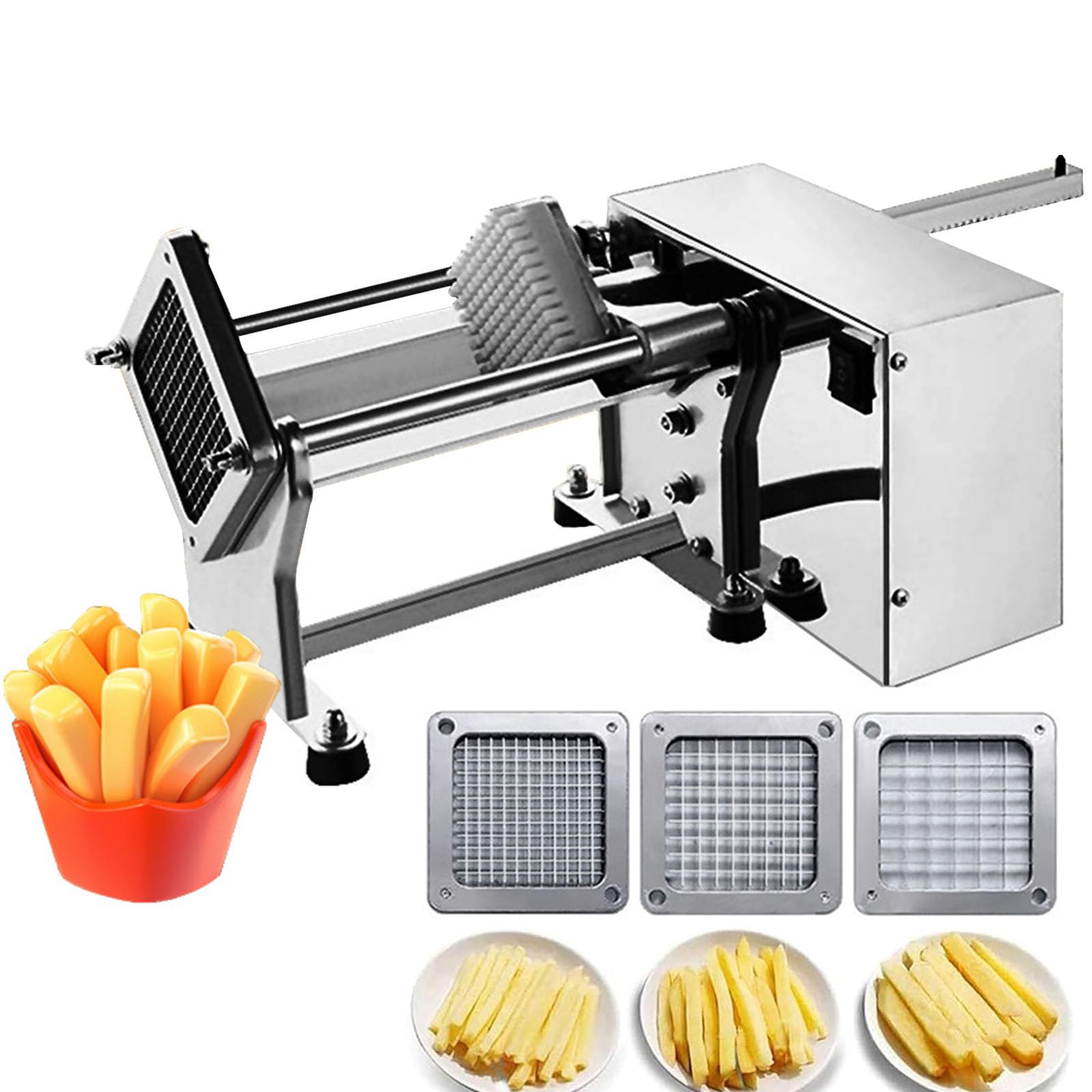 Coupe-Frites Automatique, Machine à Frites électrique en Acier Inoxydable de 60 W, capacité de 200 à 300 kg/h pour Carottes et concombres.
