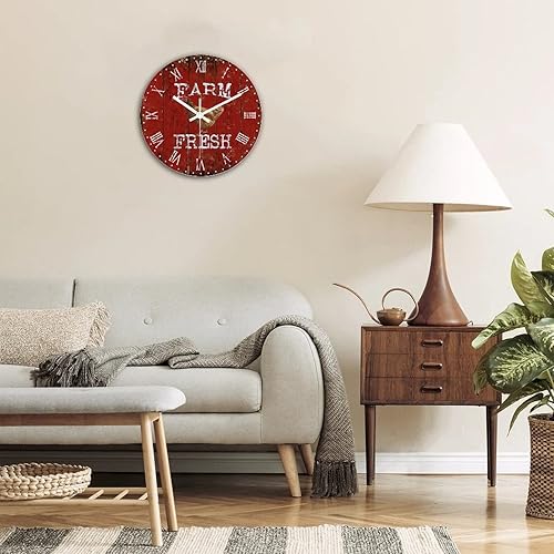 Miniatura 4 de DreamAutumn Reloj de pared de madera vintage con temática de playa rústica y costera redondo relojes de pared grandes funciona con pilas sin tictac