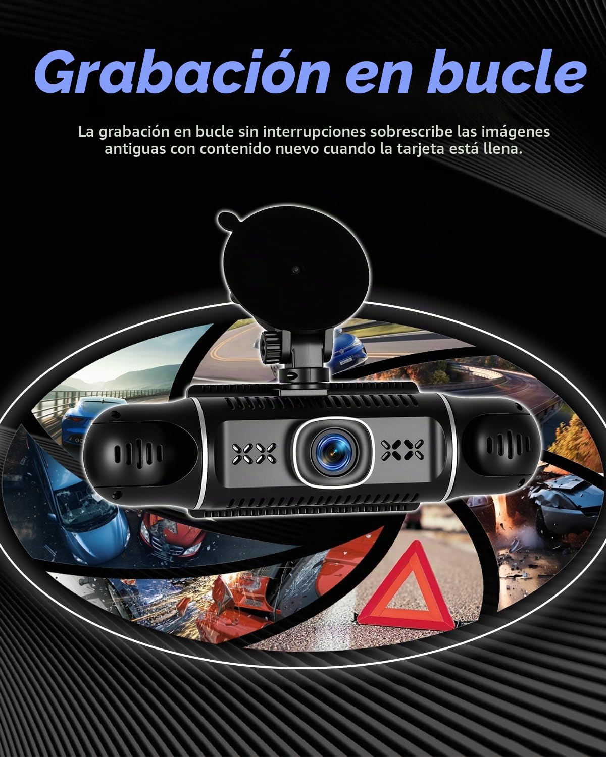 1080P Dashcam a 5 canali con visione a 360° – Dash CAM con telecamere anteriori e Posteriori – Sensore G Registrazione in Loop Visione notturna WiFi Controllo tramite App Monitoraggio del parcheggio