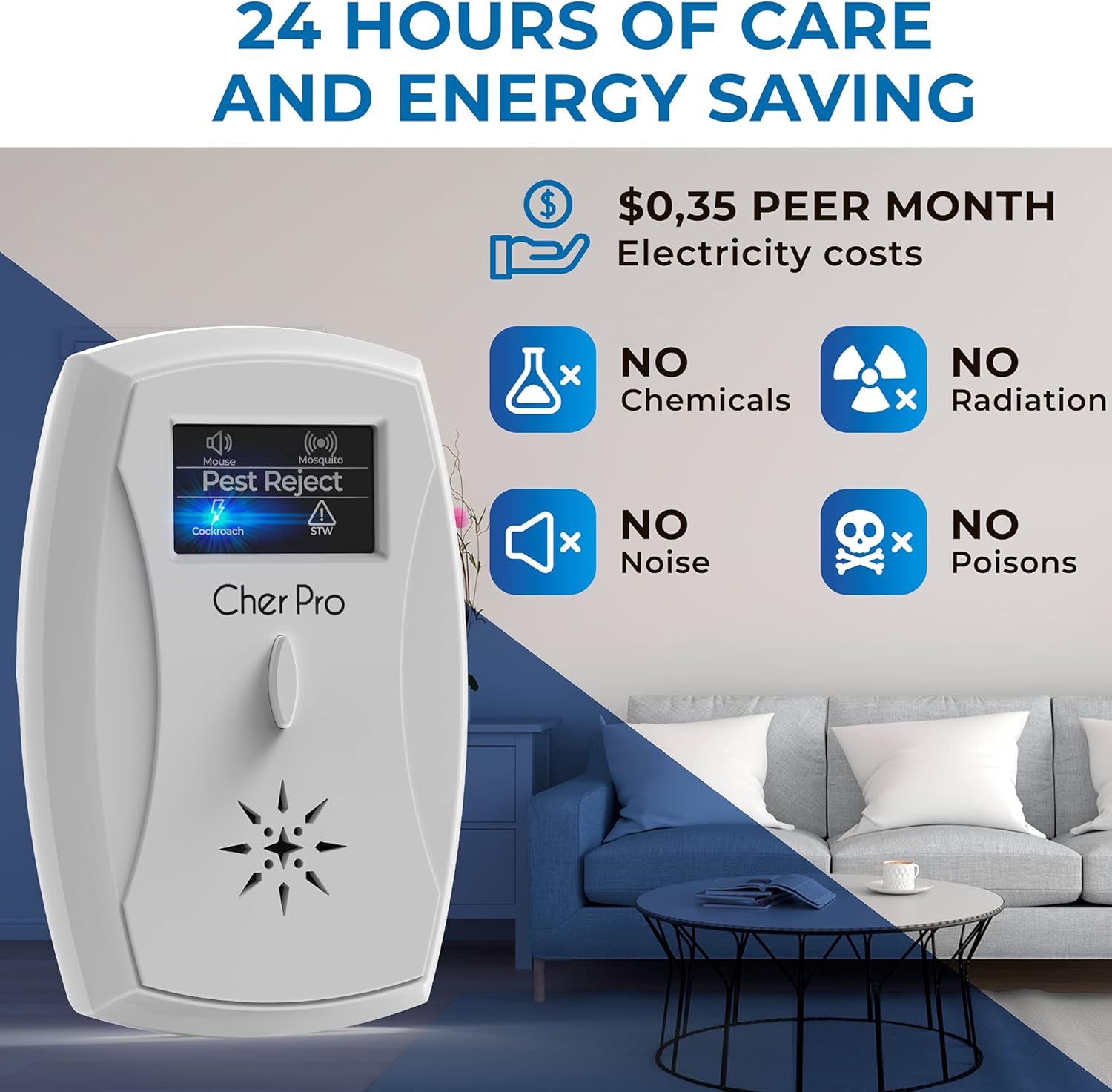 CherPro Pest Repeller Ant Fly Mosquito Mouse Rats Roach Repellent Indoor - Cockroach Control Safe Quiet Electronic Device White and Black 6 Pack : Patio, Lawn & Garden