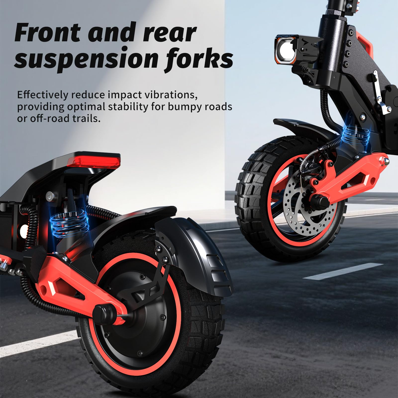 Patinete Eléctrico Adulto Plegable 11” Off-Road, Autonomía 50-55KM, Velocidad Máx 25 km/h, Batería 48V 18Ah, Doble Suspensión, Doble Freno de Disco, Scooter Eléctrico Potente Todo Terreno