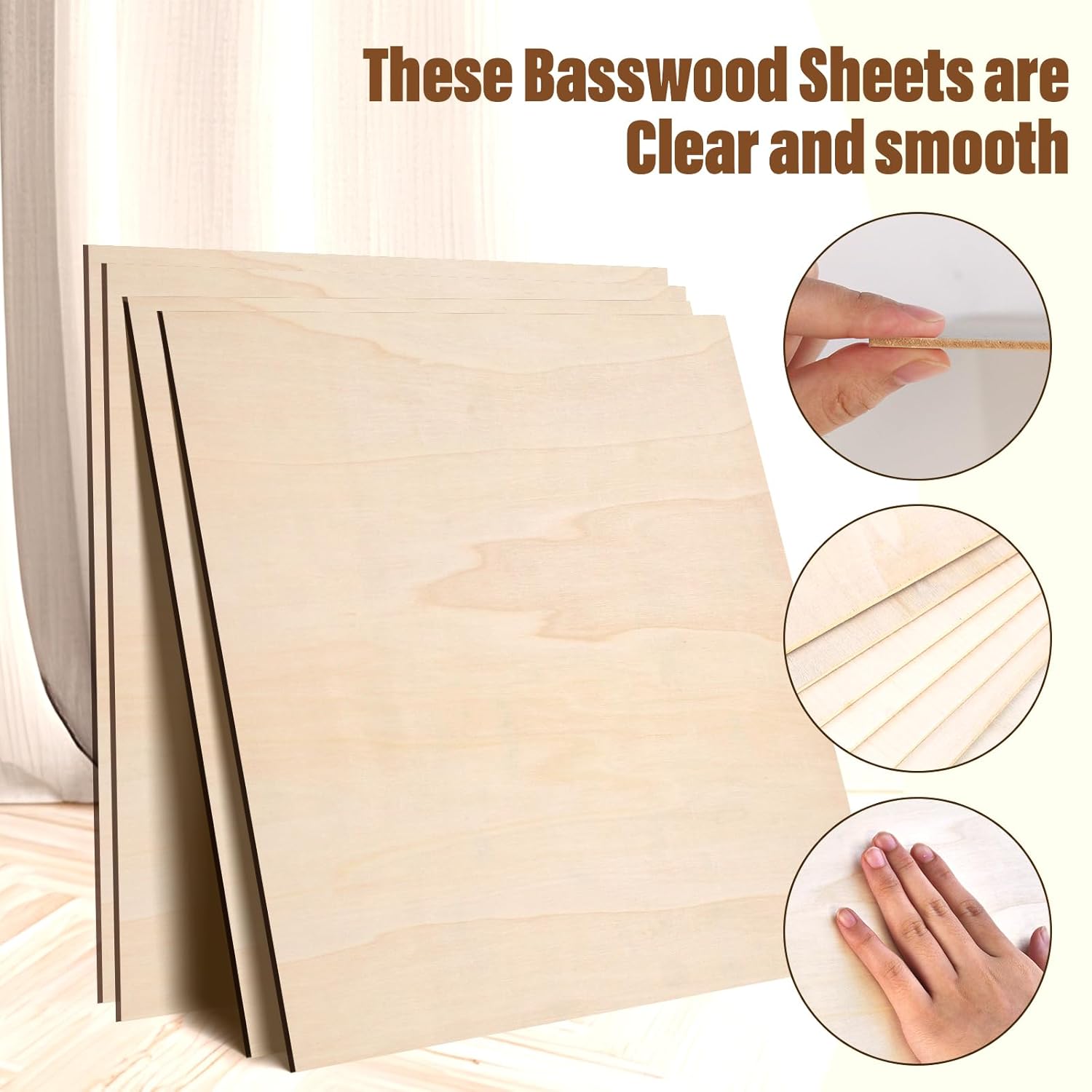 12 Pack Basswood Sheets 1/8, 3 mm Basswood for Laser Cutting, 12X12 Inches Unfinished Wood Sheets for Engraving/Crafts/DIY/Architectural Models/Drawing - Image 3