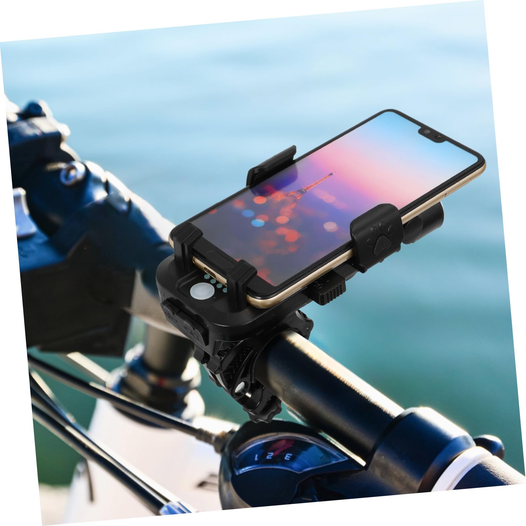 Set Luci Bici Anteriore e Posteriore LED USB Ricaricabile 4000mah | Supporto Telefono Regolabile, Design Dual Led, Abs Nero, per Night Riding e Ciclismo Quotidiano