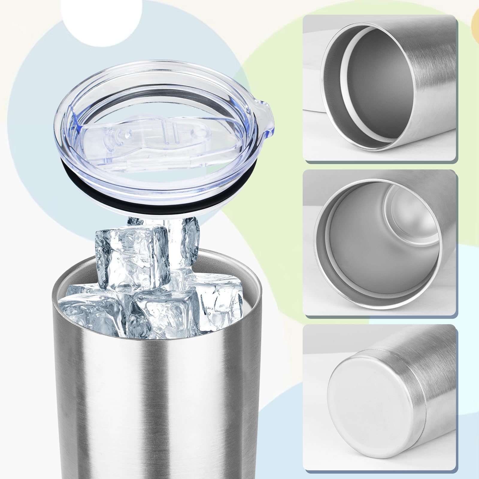 4-Pack 20oz Insulated Tumbler With Lid - Stainless Steel Travel Mug, Double Wall Vacuum, Sweat-Proof, Car Cup Holder Fit