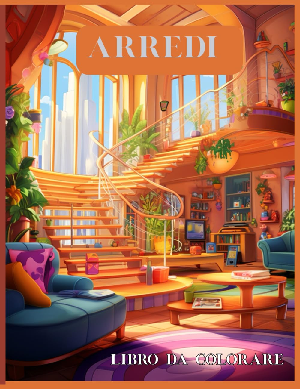 Arredi: Libro da Colorare con Interni da Sogno, Disegni di Appartamenti da Colorare, Creatività, Relax e Mindfulness.