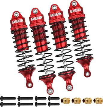 4PCS RC Car Shock Front & Rear Shock Absorber Assembled Set Compatible with 1/10 Traxxas Slash/Rustler/Stampede 4x4 4WD Replacement Upgrade Parts (Red)